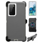 Heavy Duty Armor Robot Case with Clip for Samsung Galaxy S20 Ultra 6.9 inch (Gray White)